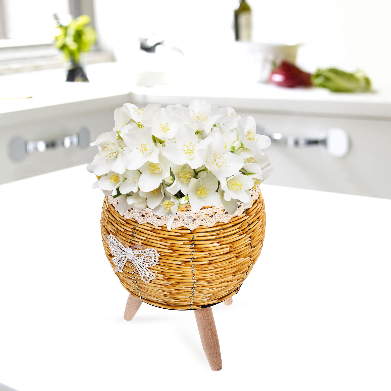 Bonsai Garden Indoor - Wood and Straw Flower Pot Holder