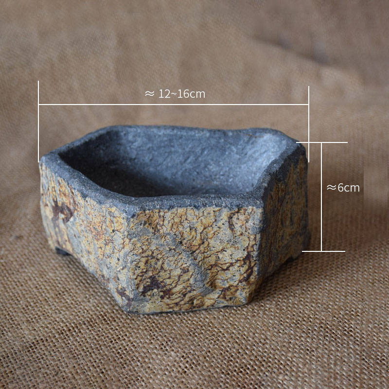Basalt Natural Stone Flower Po - Bonsai Garden Indoor 评论和价格