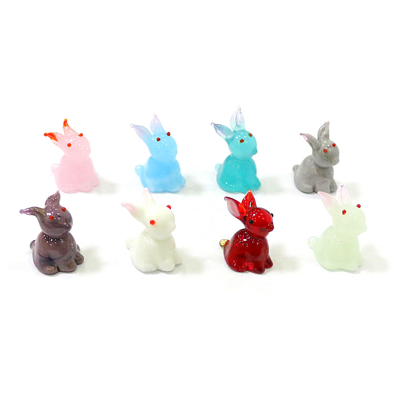 2pcs Mini Glass Bunny Figurine - Bonsai Garden Indoor 评论和价格
